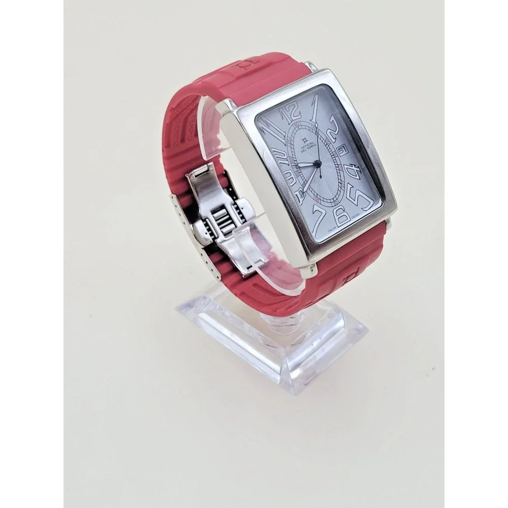 Officina Del Tempo OT1029 Wristwatch Stainless Steel Red Rubber Strap Modern